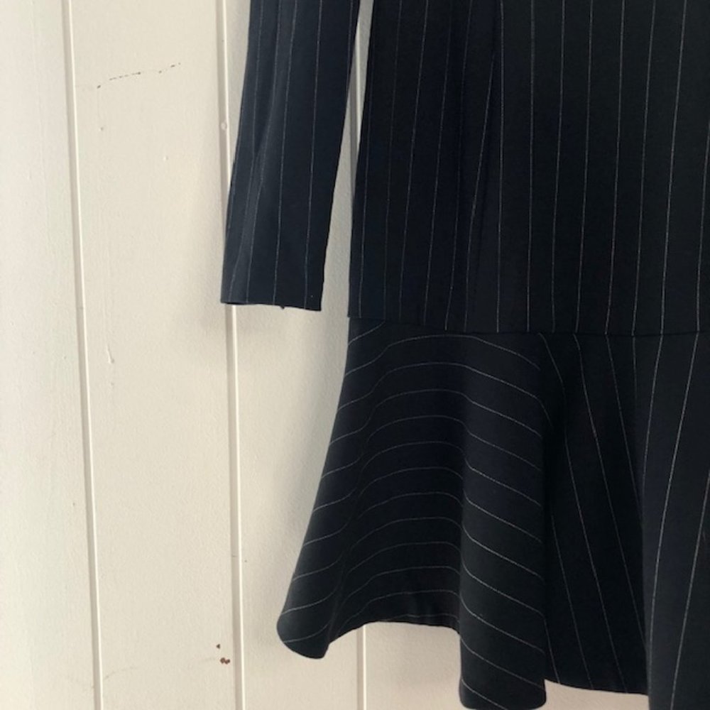 Polo Ralph Lauren Navy Blue & White Pin Striped Wool Dress - Picture 9 of 10